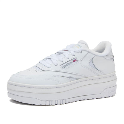 Reebok Club C Extra Platform Sneakers for Women, White Casual Tennis Women's Fashion Sneakers, Womens Shoes Size 5 to 11, Ftwwht/Ftwwht/Pugry3, 8.5 Medium