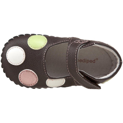 pediped Originals Giselle Mary Jane Crib Shoe (Infant),Chocolate Brown,Small (6-12 Months)