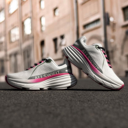 ALLSWIFIT Women's Cushioning Walking Shoes Lightweight Non-Slip Breathable Comfortable Workout Tennis Running Jogging Gym Athletic ActiveAiry Fashion Sneakers,Size 9,White/Pink,AWUMRS2513