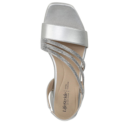 LifeStride Women's Joy Sandal Silver Synthetic 8.5 W