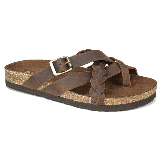 WHITE MOUNTAIN Women's Harrington Footbed Sandal, Brown/Leather, 10 M