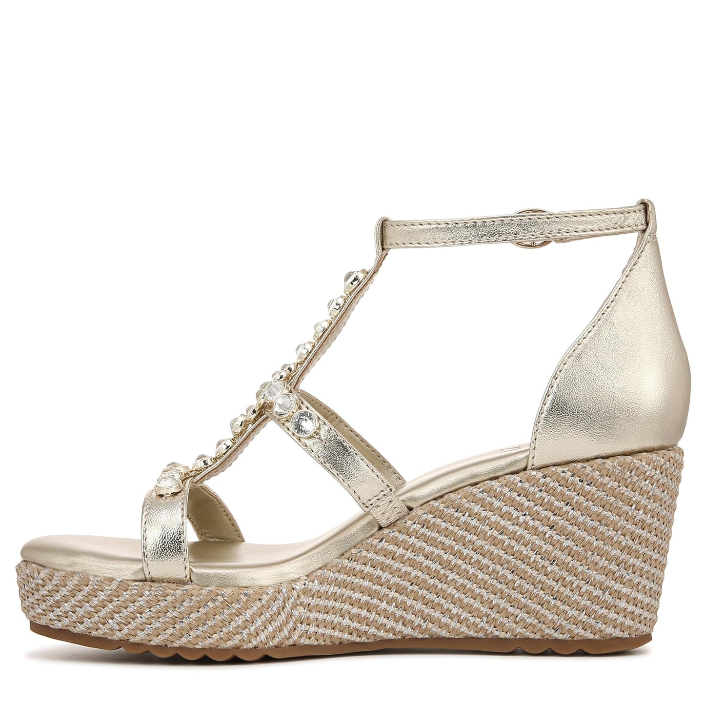 Naturalizer Womens Serena Strappy Wedge Sandal Champagne Metallic 8 M