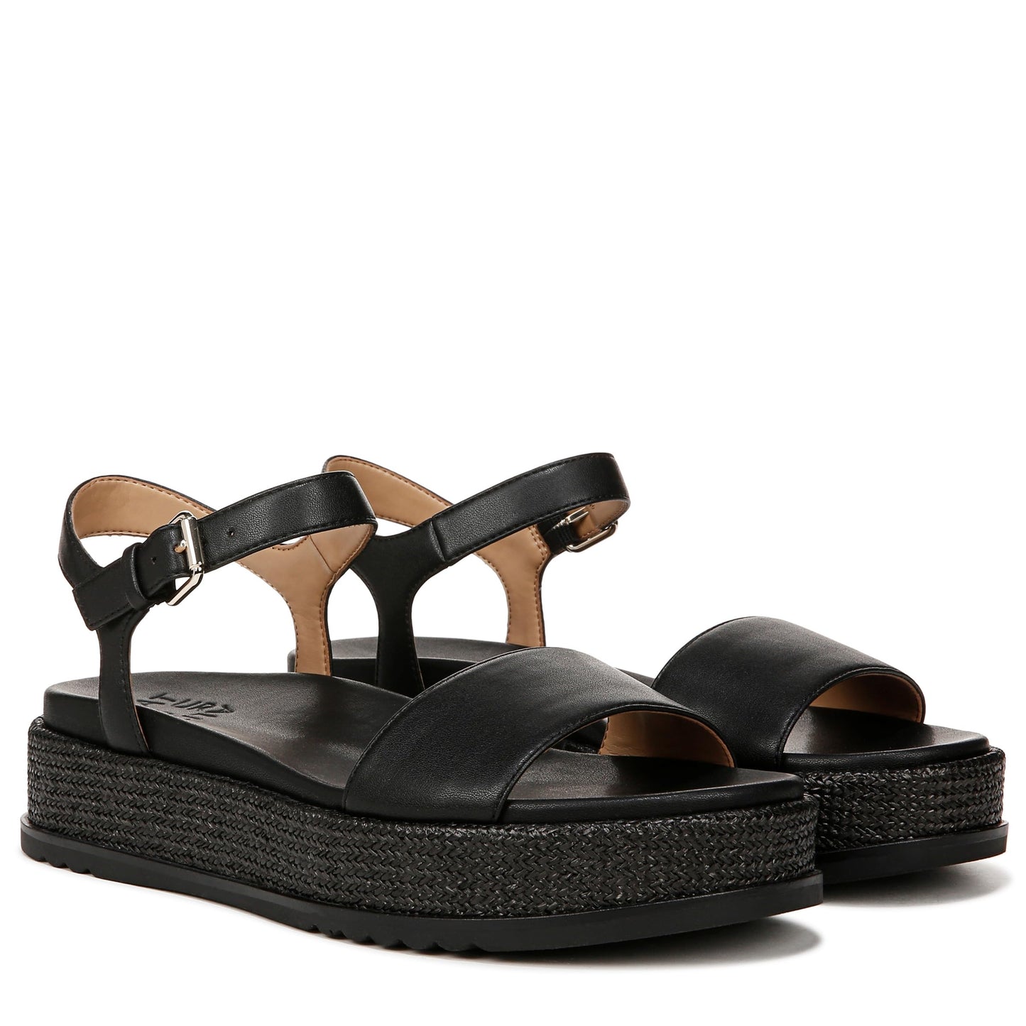 Naturalizer Womens Zane Ankle Strap Platform Casual Sandal Black Smooth 6 M