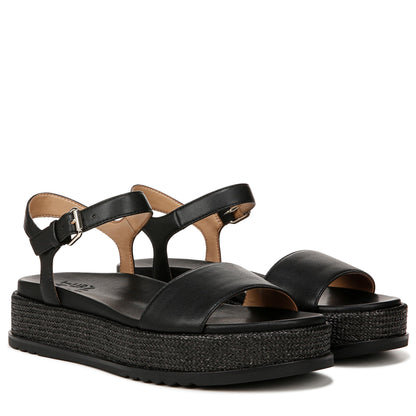 Naturalizer Womens Zane Ankle Strap Platform Casual Sandal Black Smooth 6 M