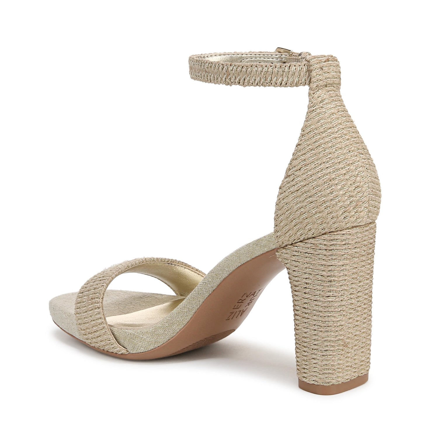 Naturalizer Womens Joy Heeled Sandal Natural/Gold Metallic 7.5 W