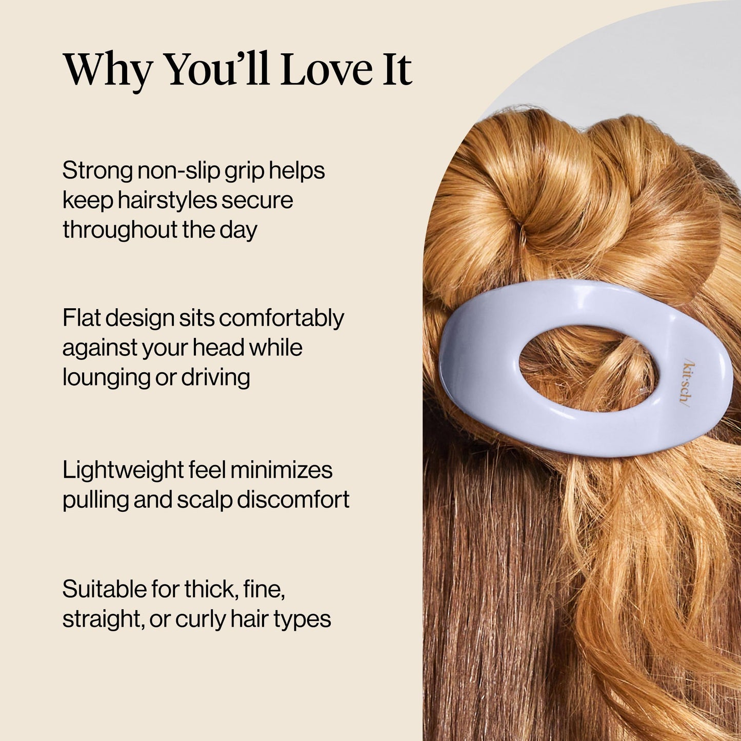 Kitsch Medium Flat Claw Clips for Women - Stylish Flat Hair Clips, Strong Hold for Thick & Fine Hair | Non-Slip for Secure, Comfortable All-Day Wear - Hydrangea Breeze