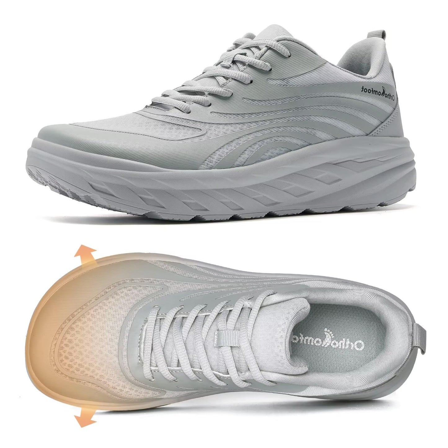 Women's Orthopedic Diabetic Wide Tennis Shoes: Comfortable Plantar Fasciitis Arch Support Orthotic Flat Feet Walking Shoes, Casual Neuropathy Outdoor Cycling Sports Tennis Sneakers Gray Size 10