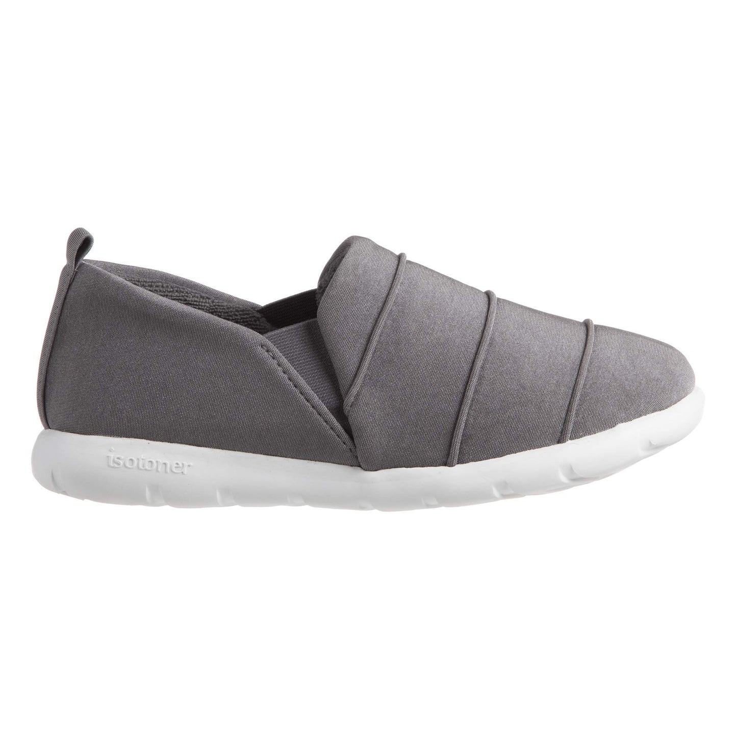 Isotoner Zenz Women's Serenity Stretch Satin Slipper, Slip-On Shoe, ASH, 8
