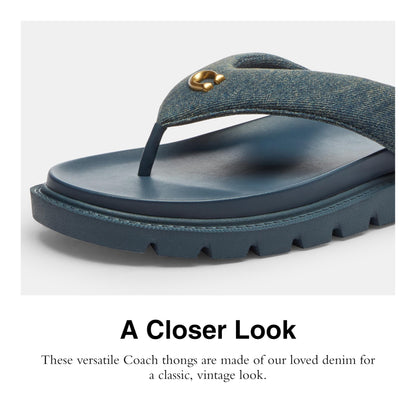 COACH Brynn Loved Denim Thong Sandal