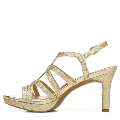 Naturalizer Women's Baylor Heeled Sandal Gold Glitter 8 M