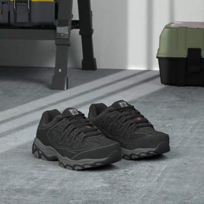 Skechers Men's Cankton Steel Toe Construction Shoe - Electrical Hazard Rated, Memory Foam, Black/Charcoal, 9.5 Wide