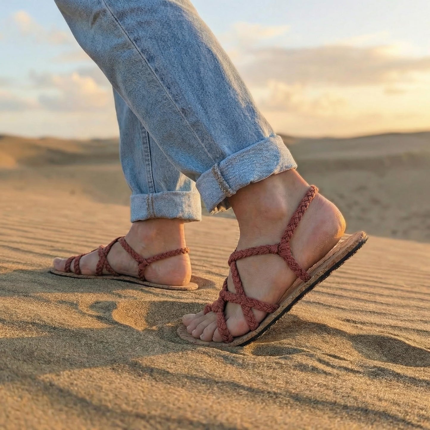 Plaka Nova Barefoot Sandals for Women – Zero Drop Minimalist Walking Sandals with Wide Toe Box, 8mm Thin Sole, Lightweight & Comfortable Fit, Adjustable Straps, Vegan Friendly, Rust, Size 8