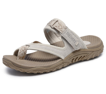 Skechers Women's REGGAE - Trailway Flip-Flop Sandals, Natural, 5
