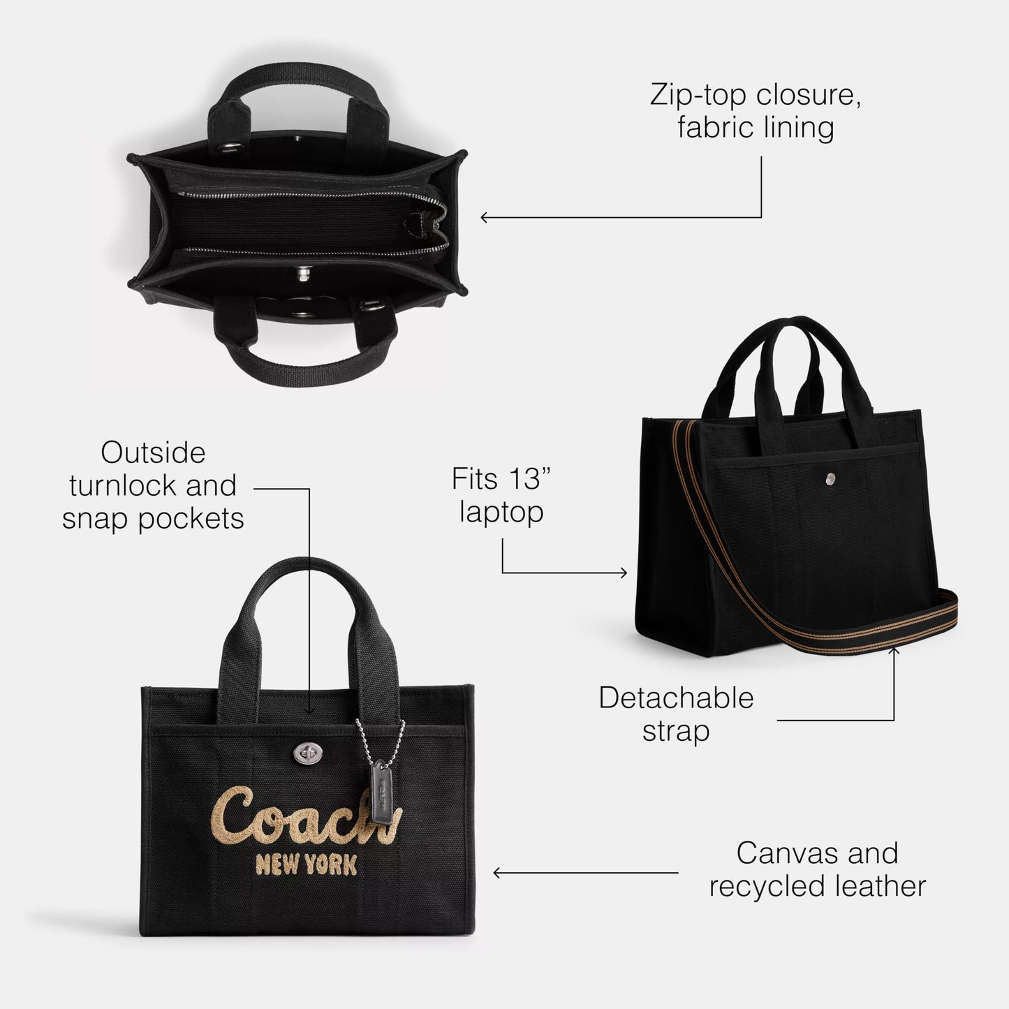 Coach Cargo Tote Black One Size