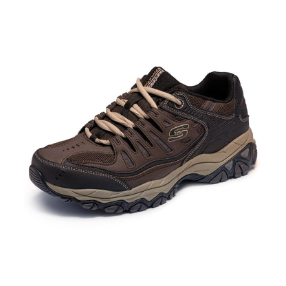 Skechers Men's Afterburn M. Fit Fashion Sneakers – Leather Upper, Memory Foam Insole, Rubber Outsole, Brown/Taupe, 13 X-Wide