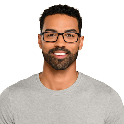 Foster Grant IRONMAN Men's Sprint Rectangular Reading Glasses, BLACK, 1.25x