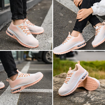 LANSNBO Steel Toe Shoes for Women Comfortable Work Sneakers (Pink-7)