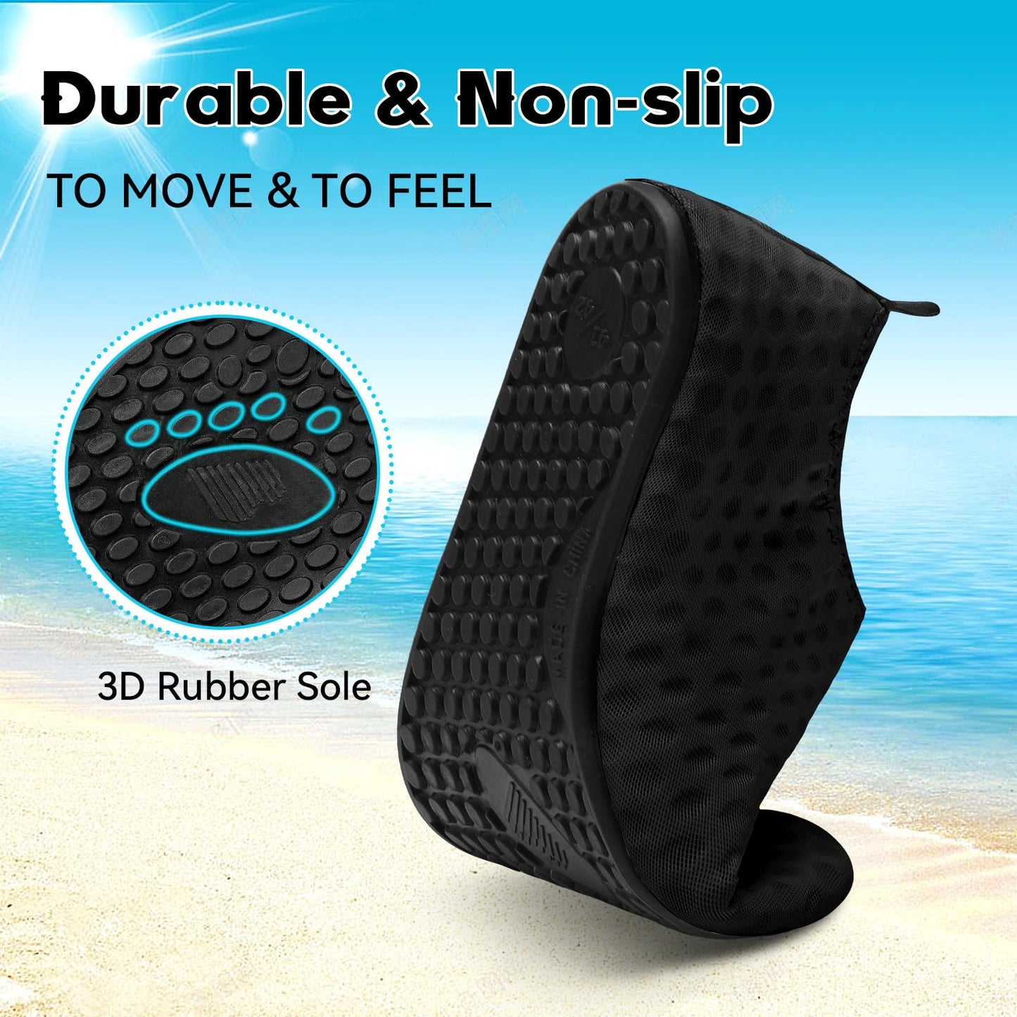 Men's Water Shoes Barefoot Slipper Socks for Men Wide Swim Beach Sand Socks Mens Gardening Earthing Shoes Fishing Dive Wet Shoes Size Black