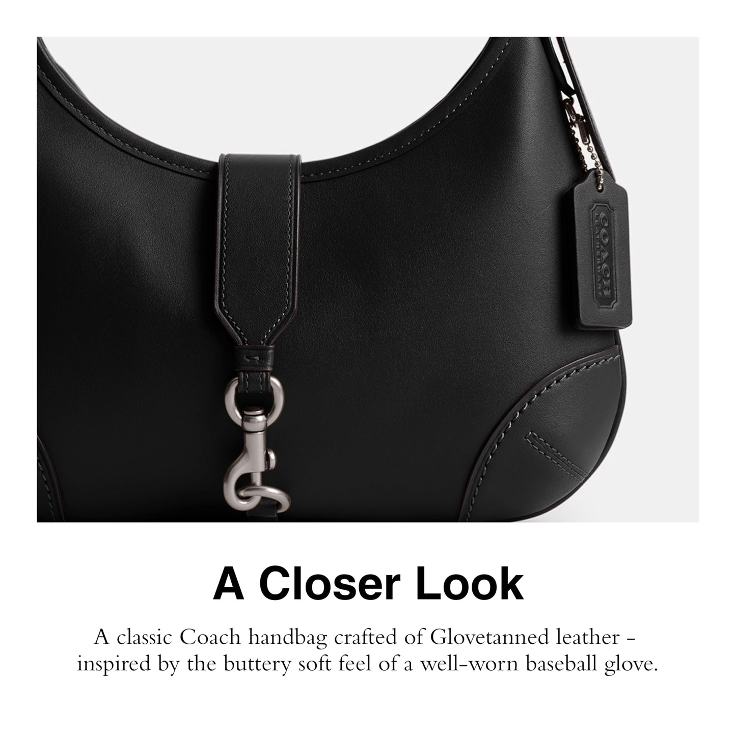 Coach, Womens, The Originals Glovetanned Leather Hamptons Hobo, Black, One Size