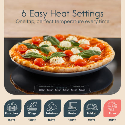Culvani Electric Warming Tray for Food | 39"x14" XL Thermaplate Electric Food Warmer for Kitchen & Buffet | 1" Thin Countertop Hot Plate with Touch Controls, Adjustable Temp, Black/Gold Finish