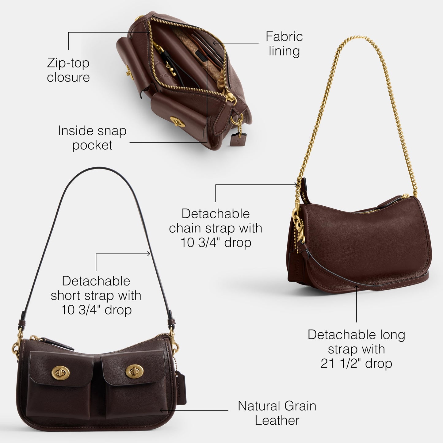 COACH The Originals Natural Grain Leather Twin Turnlock Waverly Bag
