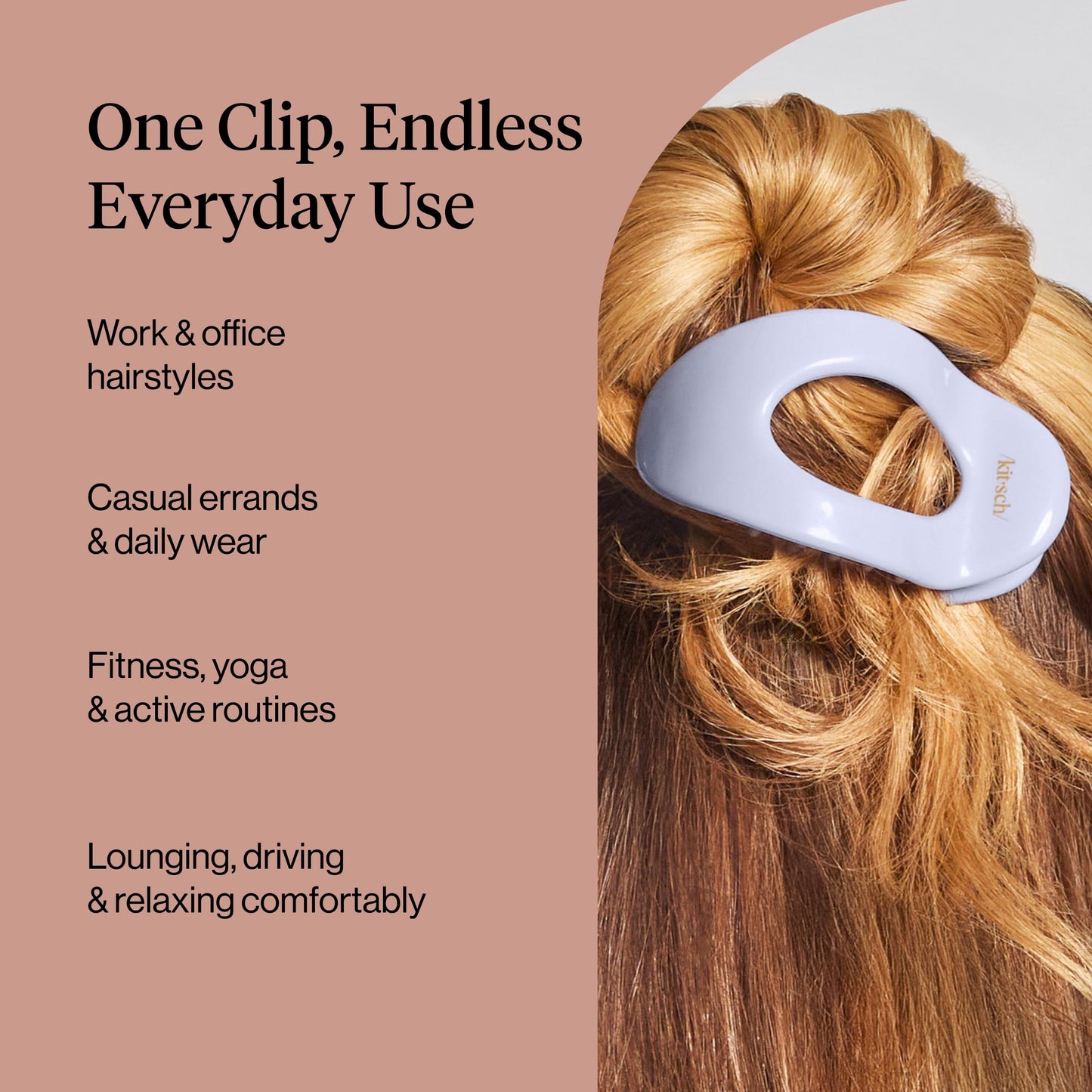 Kitsch Medium Flat Claw Clips for Women - Stylish Flat Hair Clips, Strong Hold for Thick & Fine Hair | Non-Slip for Secure, Comfortable All-Day Wear - Hydrangea Breeze