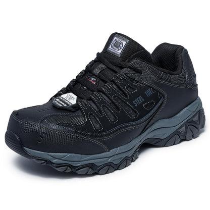 Skechers Men's Cankton Steel Toe Construction Shoe - Electrical Hazard Rated, Memory Foam, Black/Charcoal, 9.5 Wide