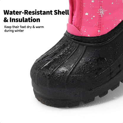 DREAM PAIRS Unisex Snow Waterproof Winter Boots,Fuchsia/Multi,13 Little Kid