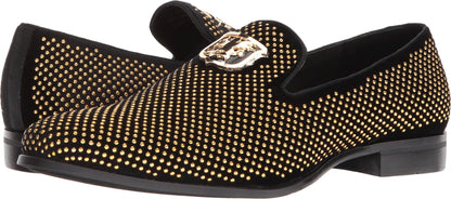 Stacy Adams Swagger Studded Ornament Loafer Black/Gold 9.5