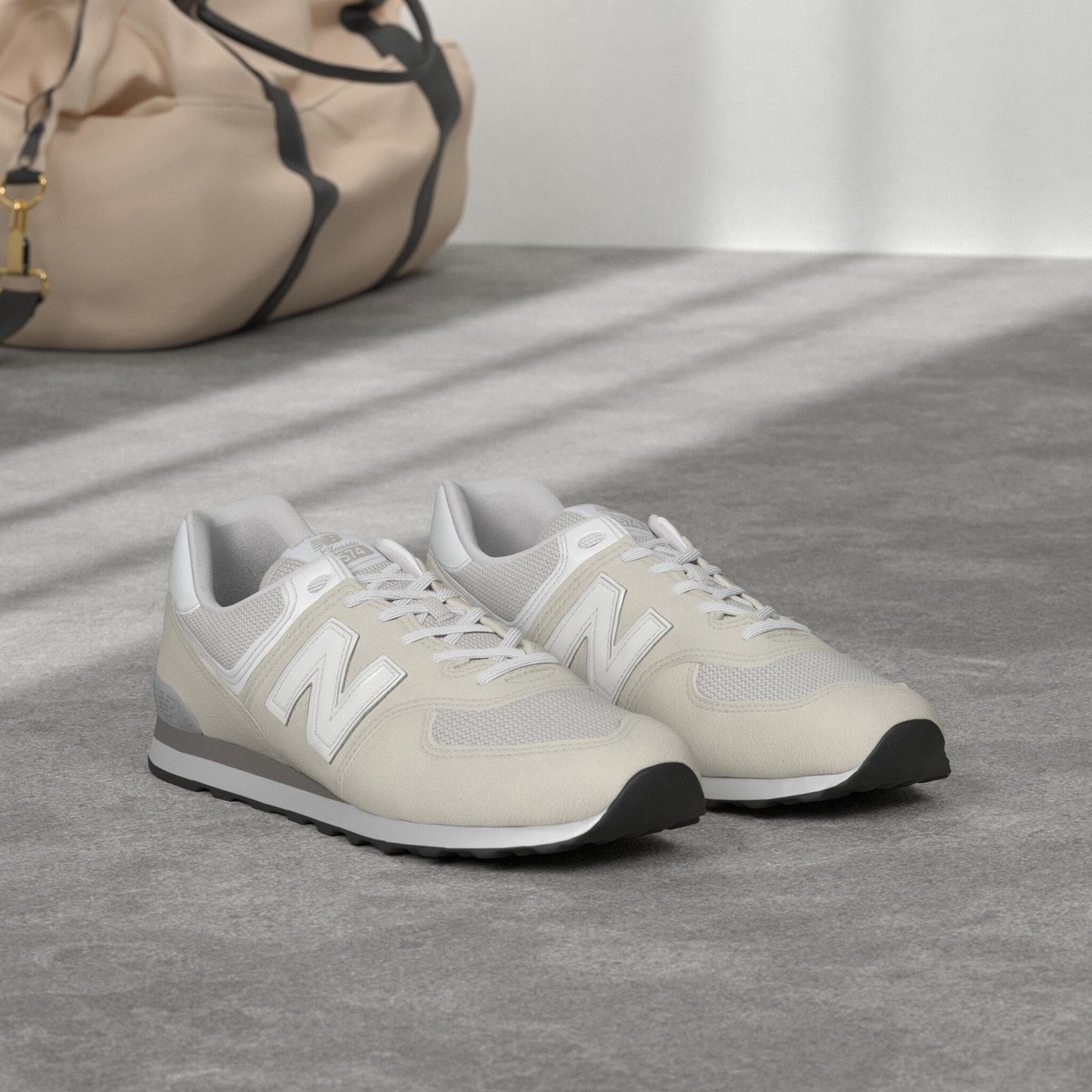 New Balance Womens 574 Core Sneaker, Nimbus Cloud with White, 7 Wide US