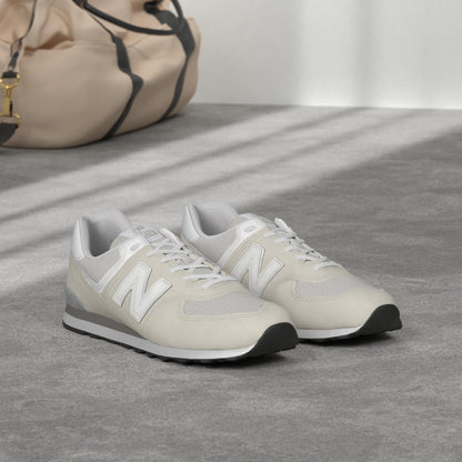 New Balance Womens 574 Core Sneaker, Nimbus Cloud with White, 7 Wide US