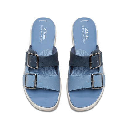 Clarks Womens's Drift Buckle Slide Sandal, Denim Combi, 7 Medium US