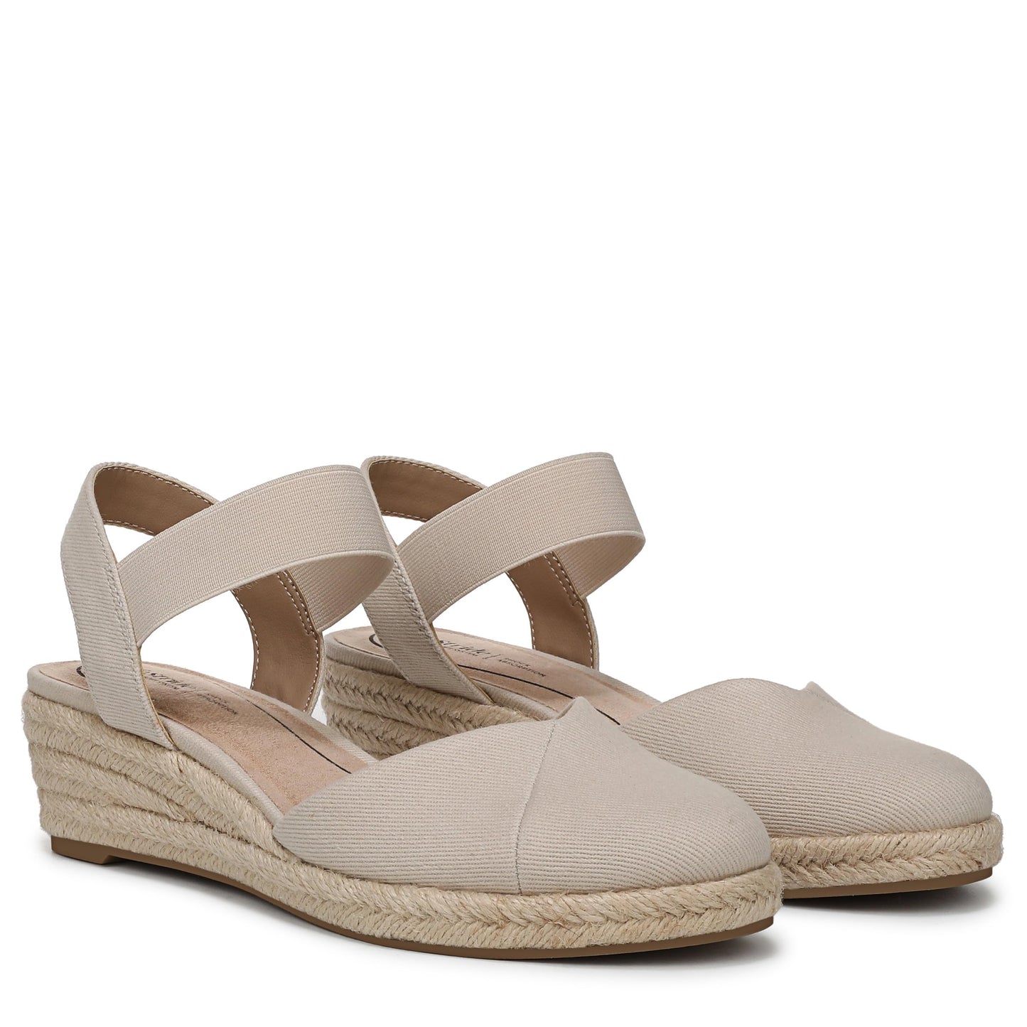 LifeStride Womens Kimmie Wedge Espadrilles Almond Milk 9.5 W