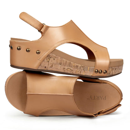 PARTY Womens Wedge Sandals With Strap for Dressy Ladies Sandals Casual Wedge Camel 9