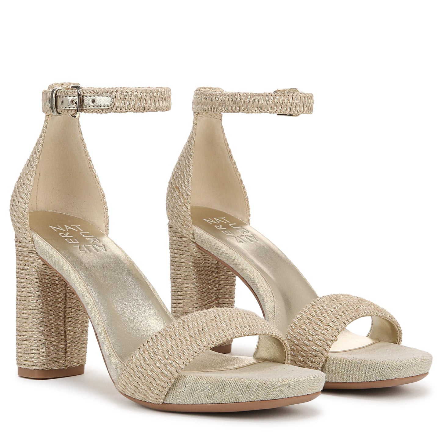 Naturalizer Womens Joy Heeled Sandal Natural/Gold Metallic 7.5 W