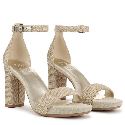 Naturalizer Womens Joy Heeled Sandal Natural/Gold Metallic 7.5 W
