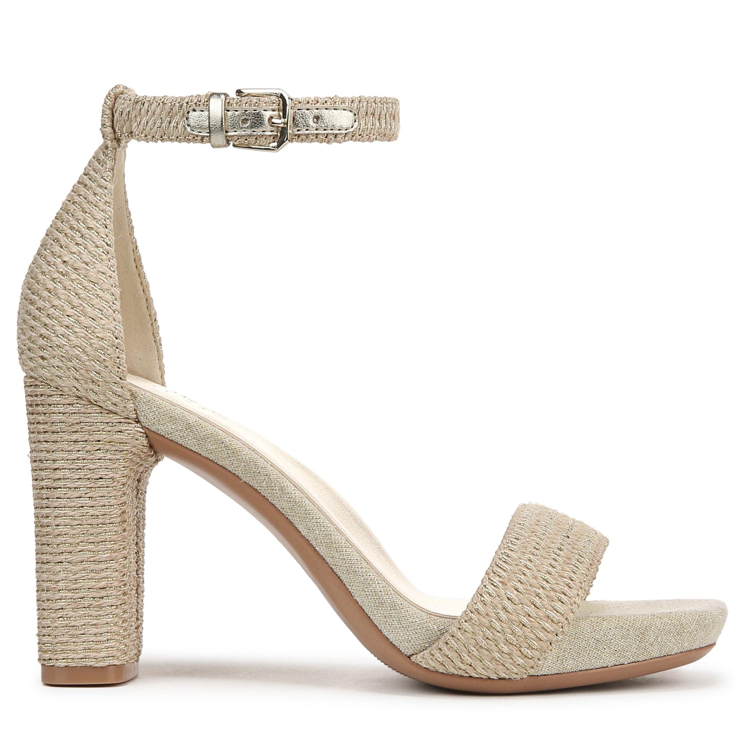 Naturalizer Womens Joy Heeled Sandal Natural/Gold Metallic 7.5 W