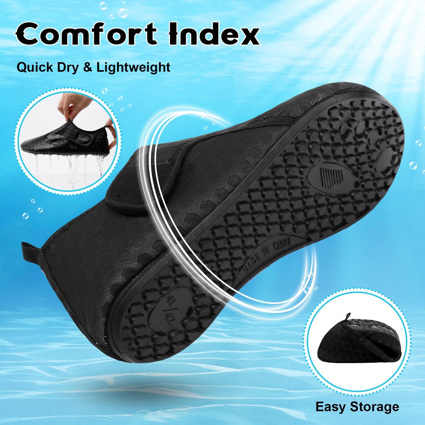 Men's Water Shoes Barefoot Slipper Socks for Men Wide Swim Beach Sand Socks Mens Gardening Earthing Shoes Fishing Dive Wet Shoes Size Black
