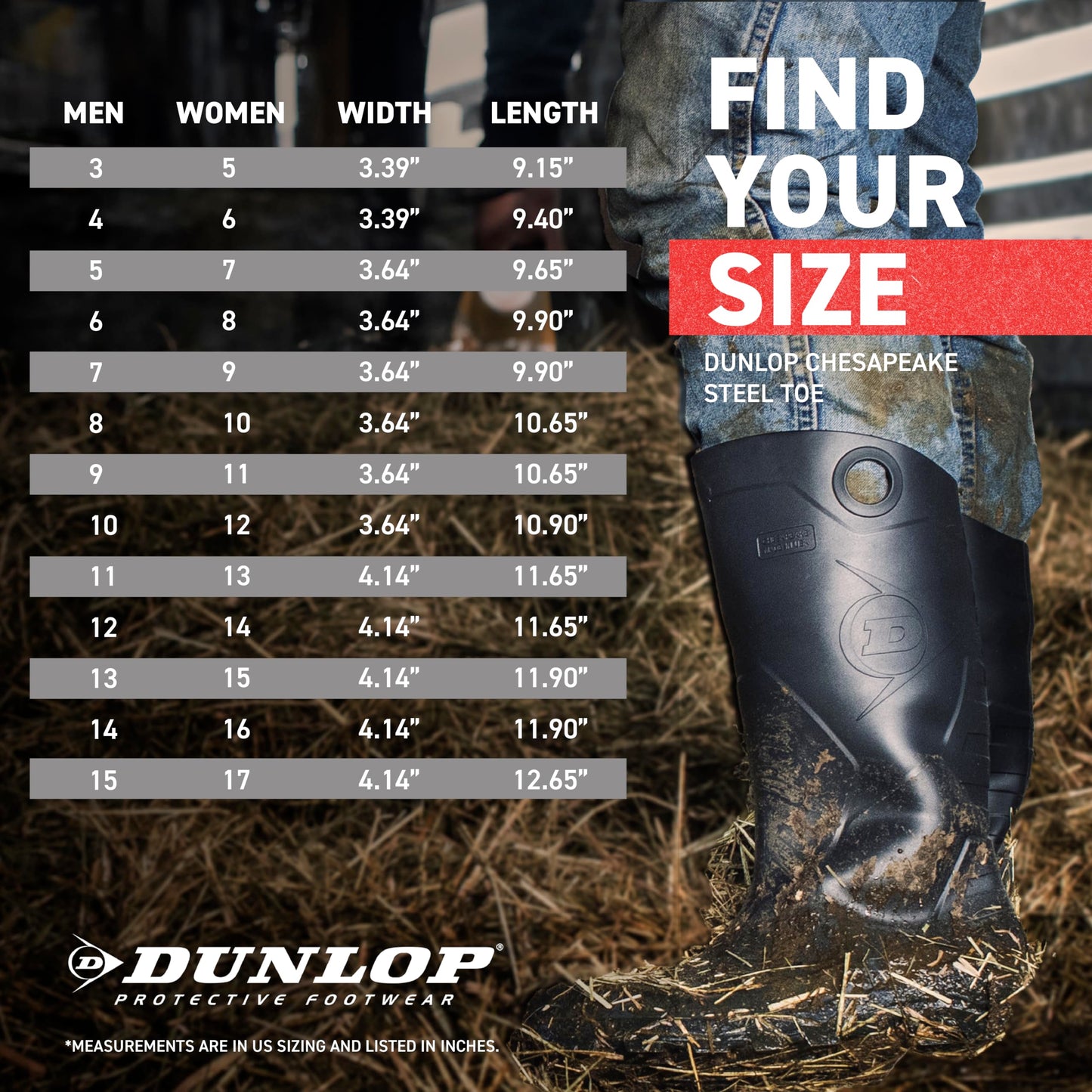 DUNLOP Chesapeake Rubber Boots with Steel Toe for Men & Women – PVC - Waterproof Work boots - Lightweight Garden, Rain & Fishing Boots - Safety boots with Wide Calf – Black – Size 3–15