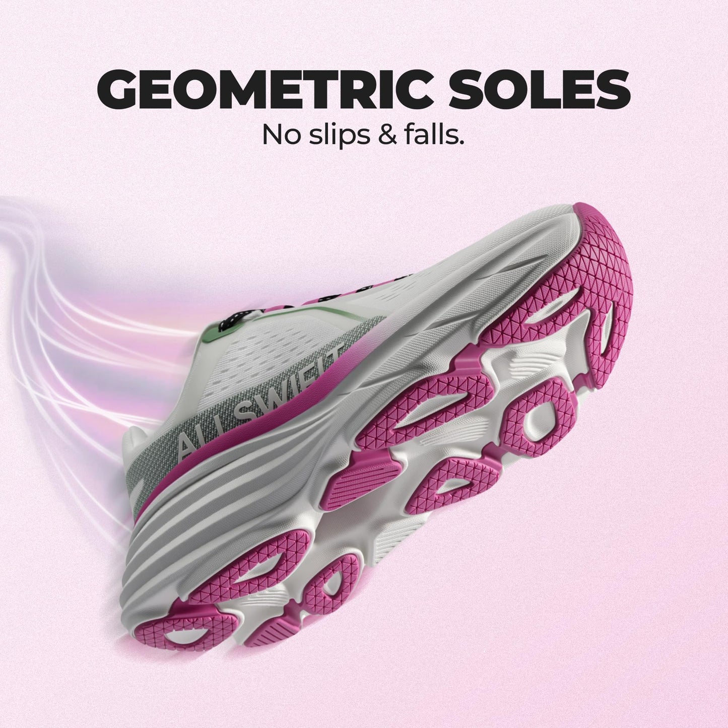 ALLSWIFIT Women's Cushioning Walking Shoes Lightweight Non-Slip Breathable Comfortable Workout Tennis Running Jogging Gym Athletic ActiveAiry Fashion Sneakers,Size 9,White/Pink,AWUMRS2513
