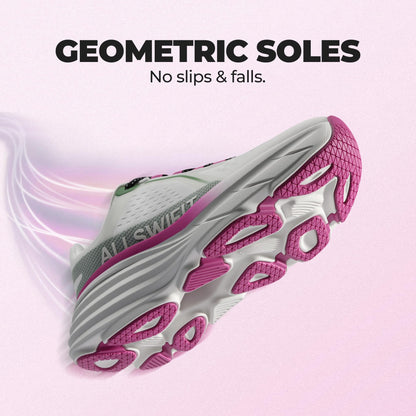 ALLSWIFIT Women's Cushioning Walking Shoes Lightweight Non-Slip Breathable Comfortable Workout Tennis Running Jogging Gym Athletic ActiveAiry Fashion Sneakers,Size 9,White/Pink,AWUMRS2513