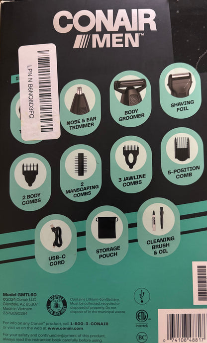 Conair Men All-in-One Trimmer Showerproof , 16 Piece Kit