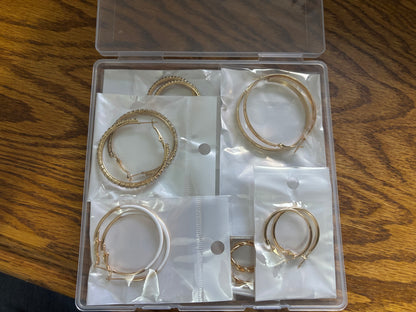 7 Pairs Gold Hoop Earrings