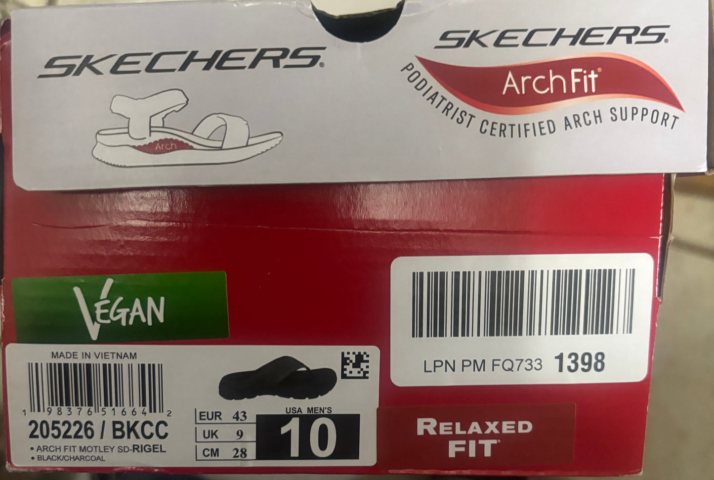 Skechers Men's Arch Fit Motley Sd-Rigel Canvas Thong Sandal, Bkcc, 10