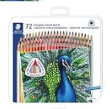Triangular Colored Pencils Set, 72 Pack
