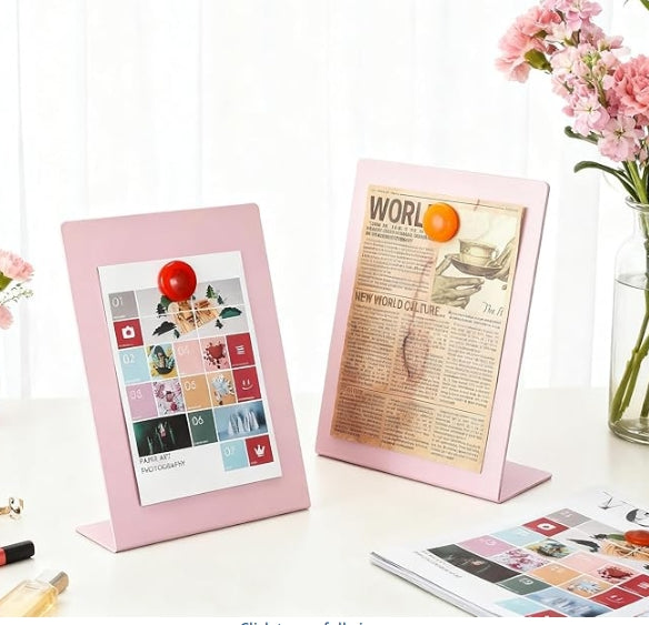 2 Pcs Pink Magnetic Bulletin Board for Tabletops with 8 Magnets 10x7