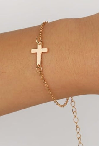 Faith Cross Bracelets Dainty Gold Plated