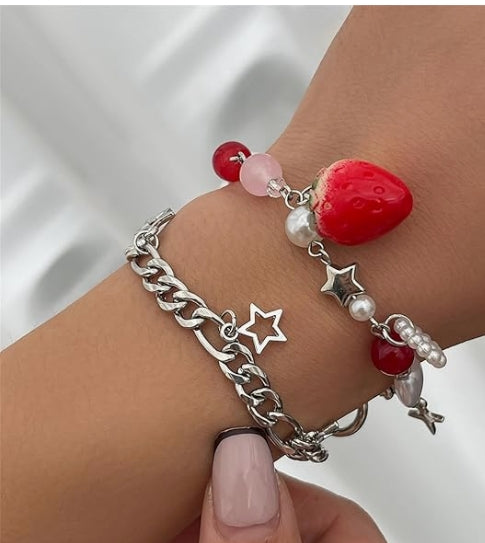 Bracelets Matching Beaded Star Moon Strawberry