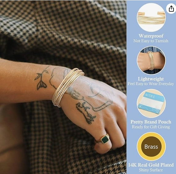 Gold Bangle Cuff Bracelets for Women