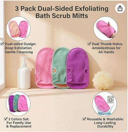 3PCS Bathing Mittens